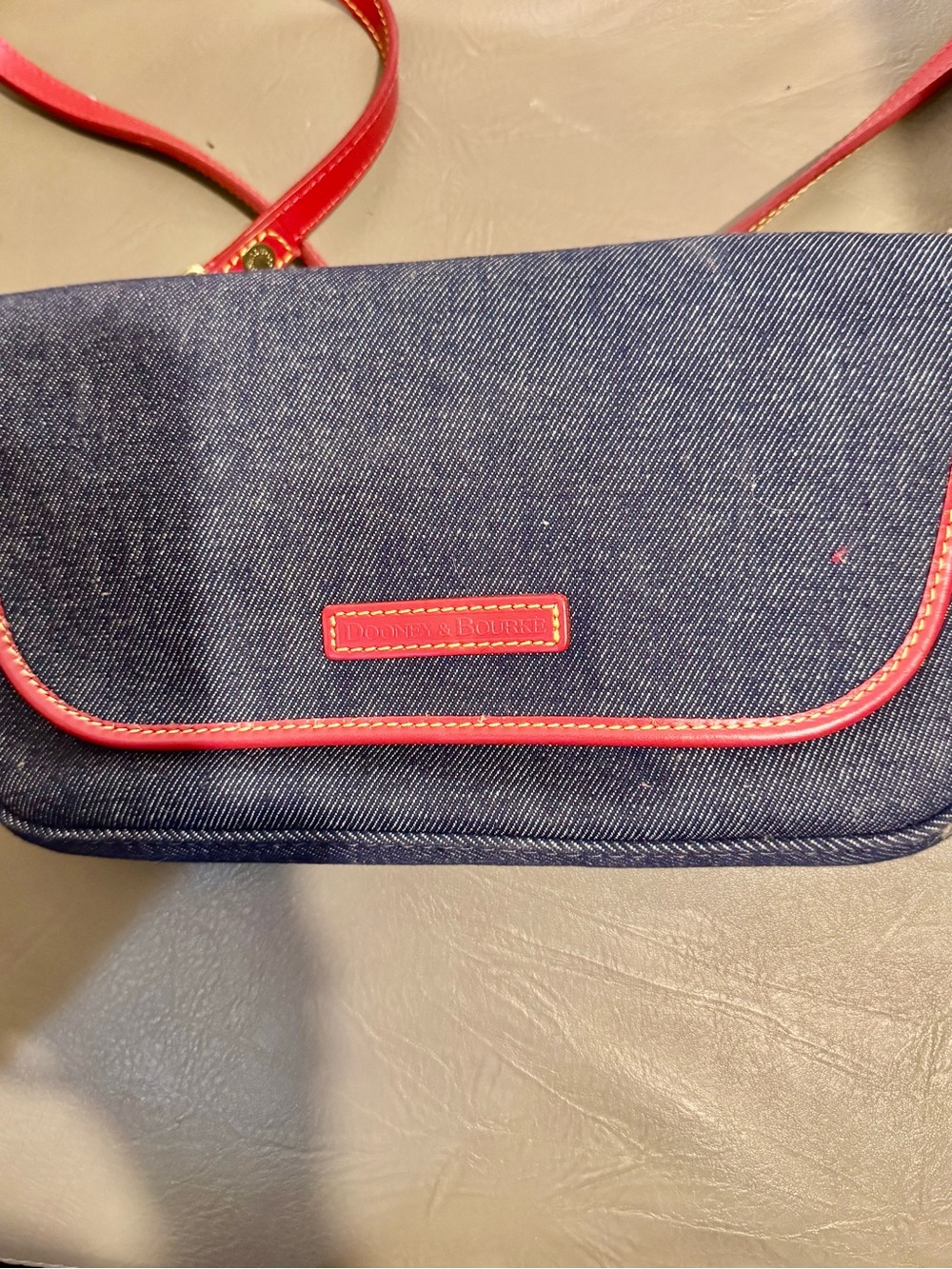 NWT Vintage Dooney & Bourke Denim Crossbody with Red Trim TD36